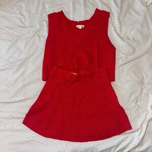 Red Tank Top and Skirt Set
